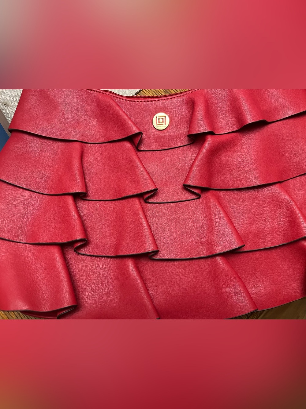Bright Red Ruffled Purse - Picture 5 of 6